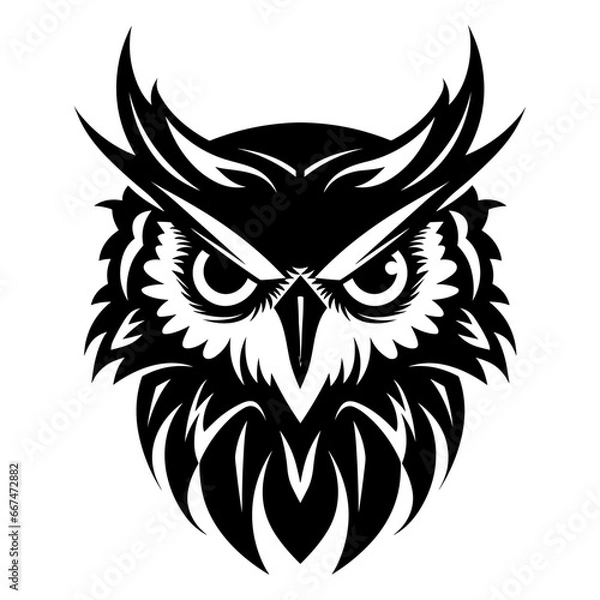 Obraz Angry owl face, vector illustration, Generative Ai.