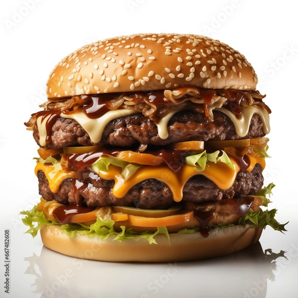 Obraz hamburger on a white background