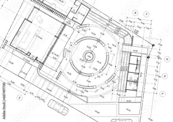 Obraz Write a blueprint architecture for building.