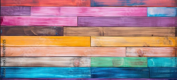Fototapeta Old rustic abstract painted wooden wall table floor texture - wood background panorama banner long, LGBTQ+