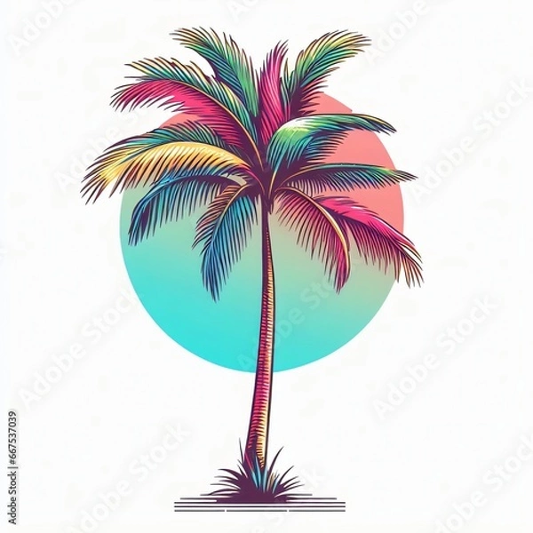 Fototapeta palm tree silhouette with pastel backdrop