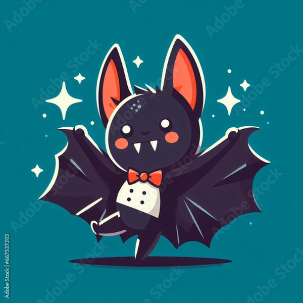 Fototapeta cartoon style bat on blue background