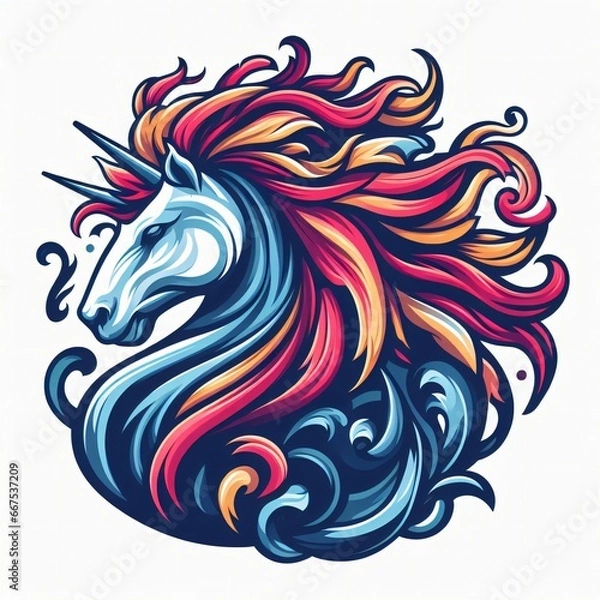 Fototapeta stylized unicorn with a colorful mane