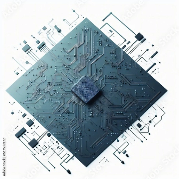 Fototapeta abstract blue circuit board on white background