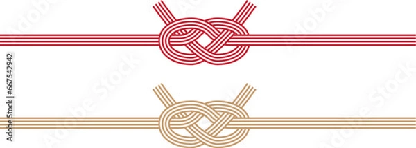 Fototapeta 水引セット　年賀素材　和柄　ご祝儀