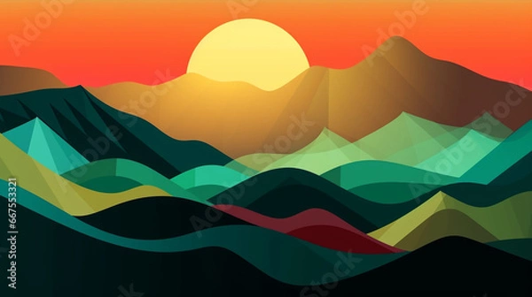 Fototapeta Oriental Luxury landscape background design with watercolor brush texture. Wallpaper design