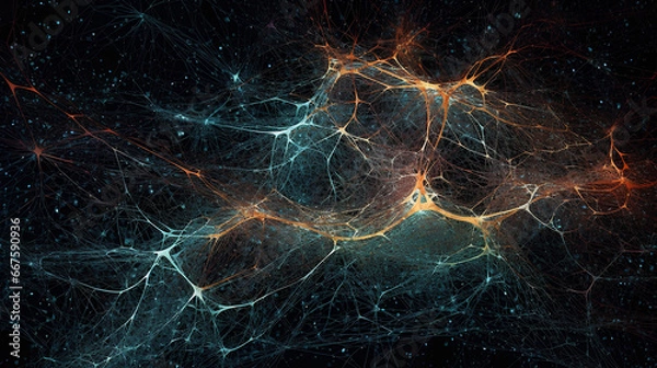 Fototapeta Creative illustration of AI. Neural Network Visualisation.