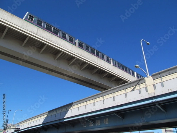 Fototapeta 線路と道路の陸橋
