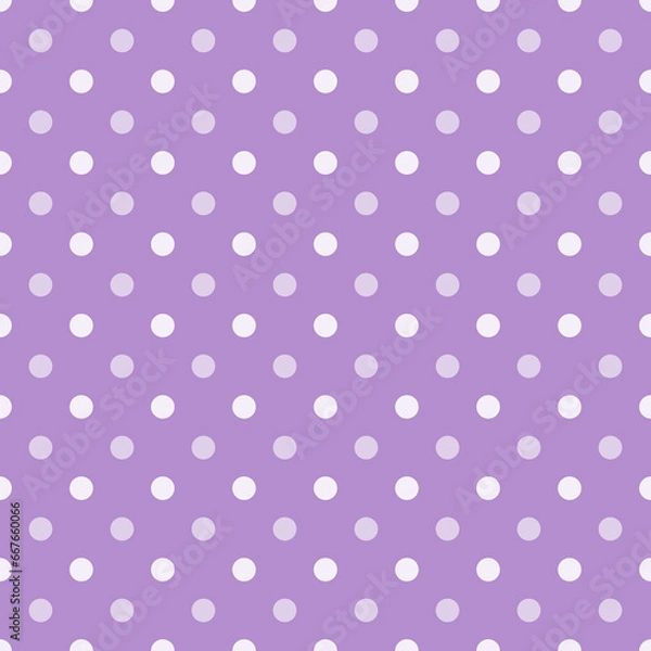 Fototapeta White Polka Dots Pattern Repeat on purple Background