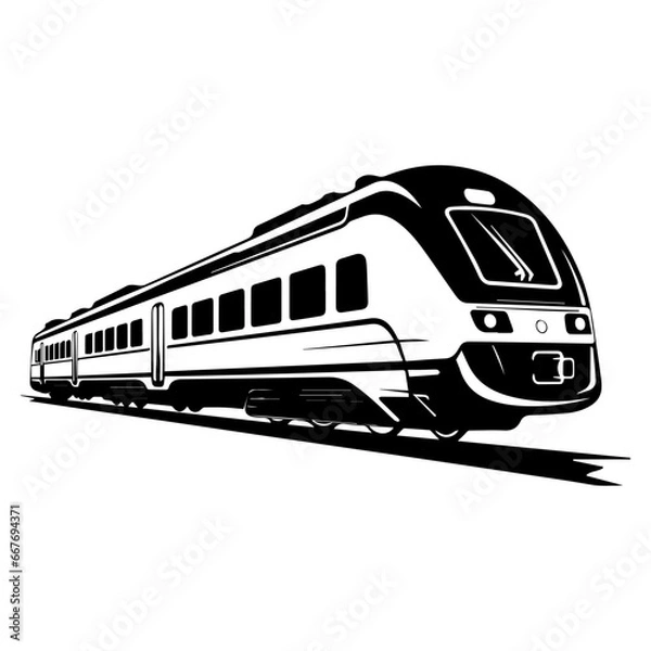 Fototapeta modern high speed train emblem. Super streamlined high-speed train on white background, vector illustrator.