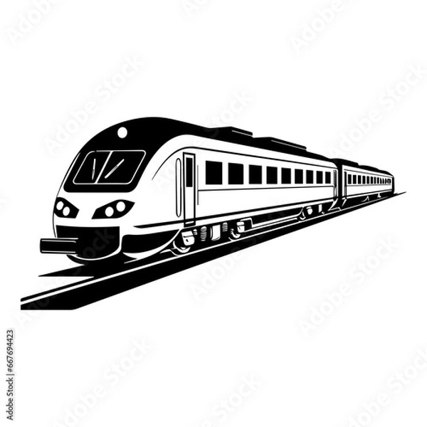 Fototapeta modern high speed train emblem. Super streamlined high-speed train on white background, vector illustrator.