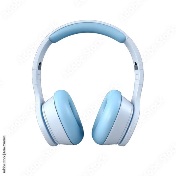 Fototapeta 3D model headphones isolated on transparent and white background. Png transparent
