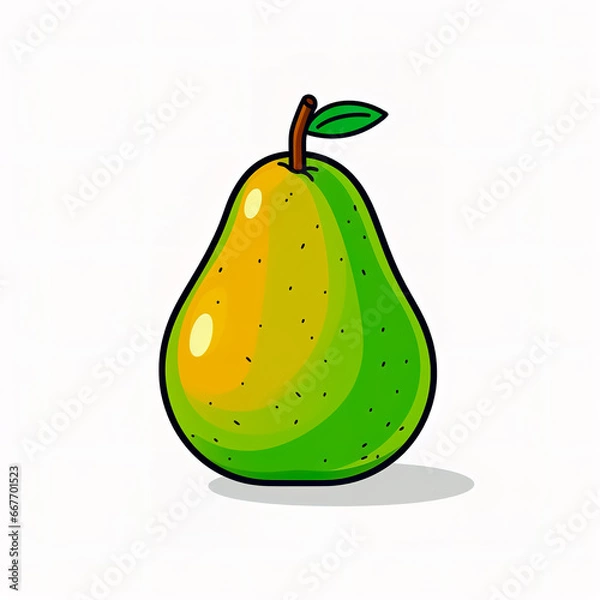 Obraz Sticker design with an pear on white background.