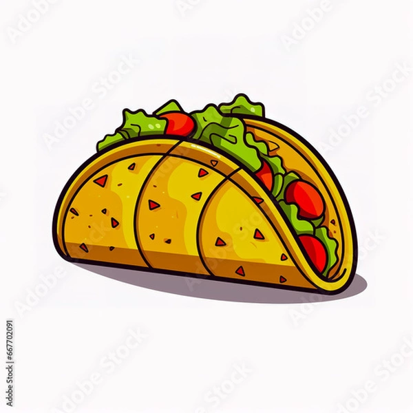 Obraz Sticker design with an tacos on white background.