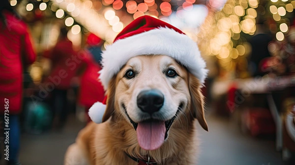 Fototapeta Festive Canine Santa