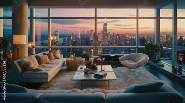 Fototapeta interior of a beautiful and spacious modern house generative ai