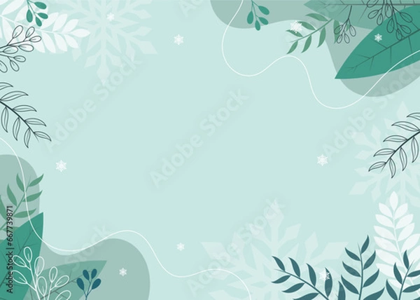 Fototapeta blue color background with illustration of winter plants. winter background design