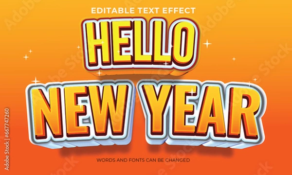 Fototapeta hello new year vector tect effect