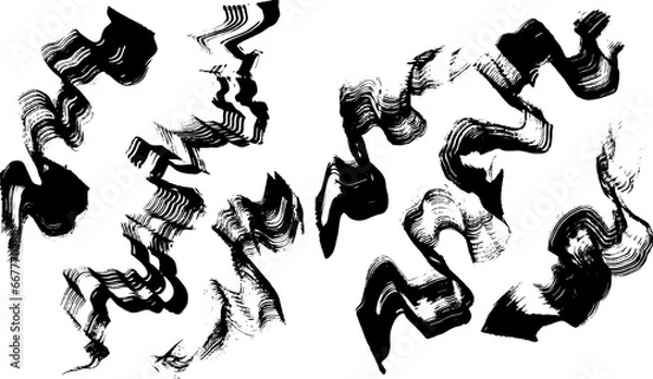 Fototapeta Grunge Dry Brush Ink Strokes Free Hand Set.