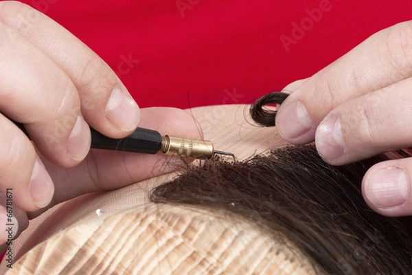 Fototapeta Professional Wig-maker - Closeup of Working Tool