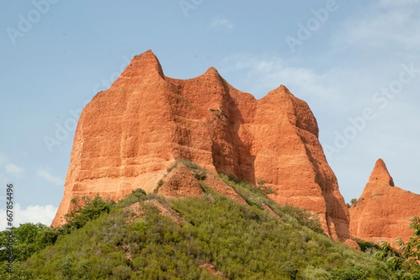 Fototapeta Las Médulas is a Spanish landscape environment formed by an ancient Roman gold mining operation. Considered the largest open pit gold mine in the entire Roman Empire, the engineering work carried out