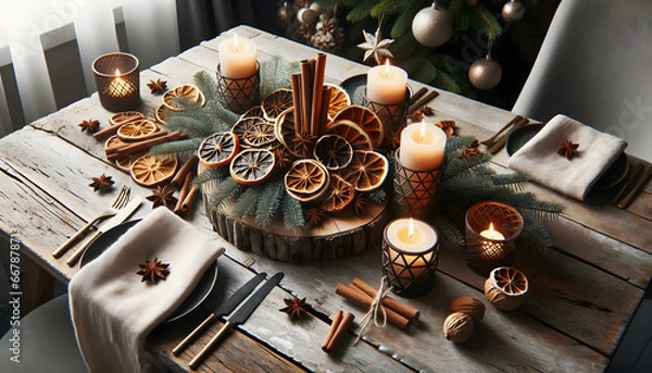 Fototapeta Christmas decorations, presents, generative ai