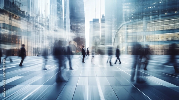 Fototapeta blurred business people in the area of ​​skyscraper