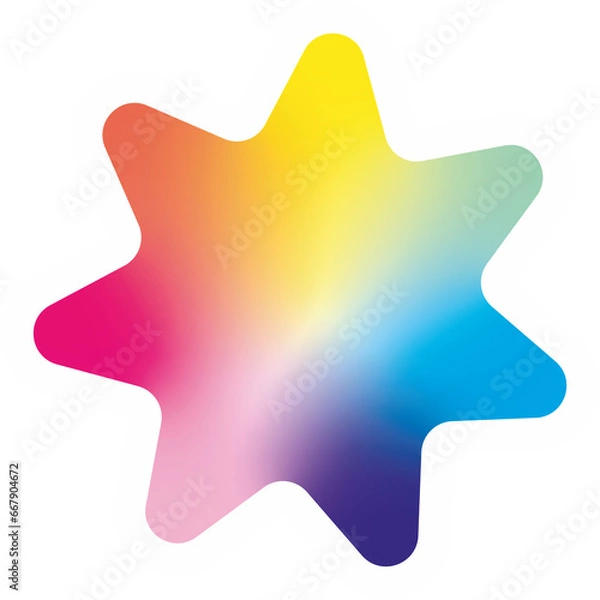 Obraz Gradient star. Decorative rainbow background, card, sticker.