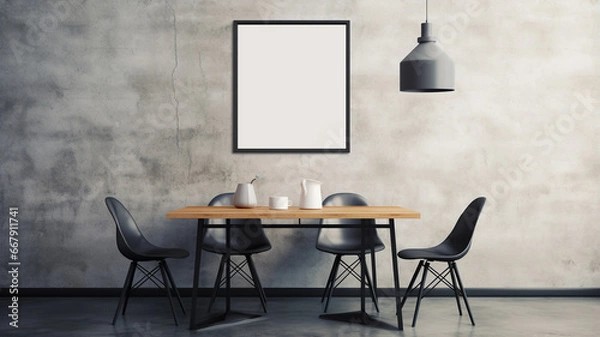Fototapeta mock up poster frame in the room interior with scandinavian style.