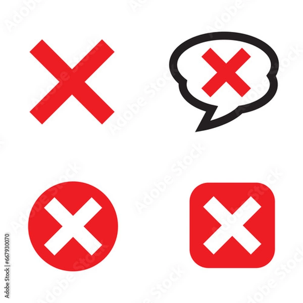 Obraz シンプルなデザインのバツマークのイラスト