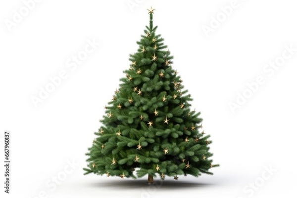Fototapeta Christmas tree isolated on white background. Generated by AI.