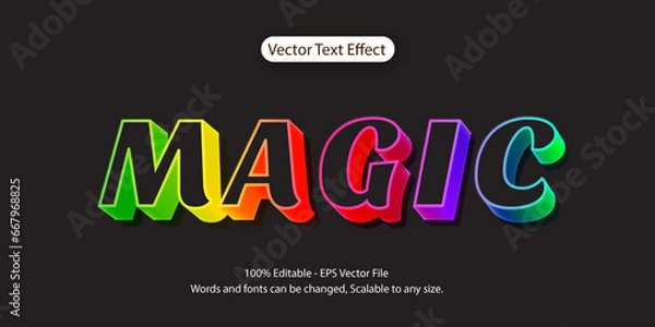 Fototapeta 3d colorful gradient on black editable text effect. vector