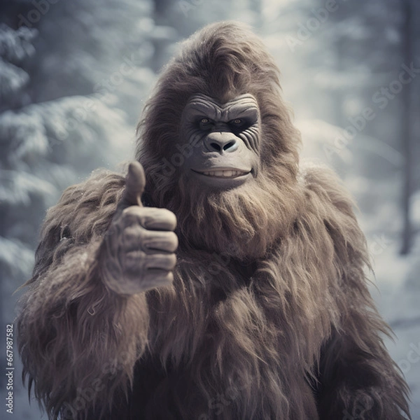 Fototapeta Sasquatch giving you a thumbs up