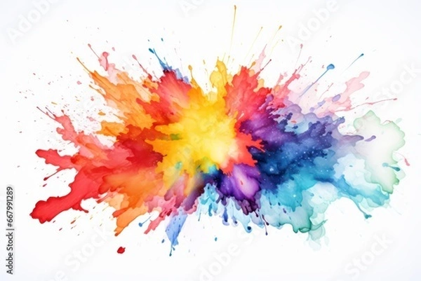 Obraz Colorful Watercolor Splash Explossion - Ai Generative