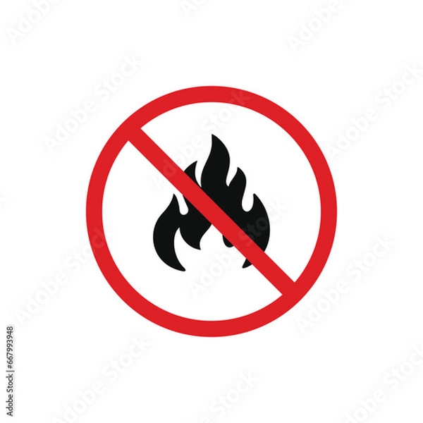 Fototapeta No fire icon symbol isolated on white background