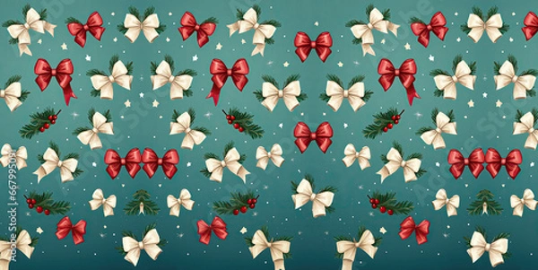 Fototapeta Seamless Pattern With Christmas Bows