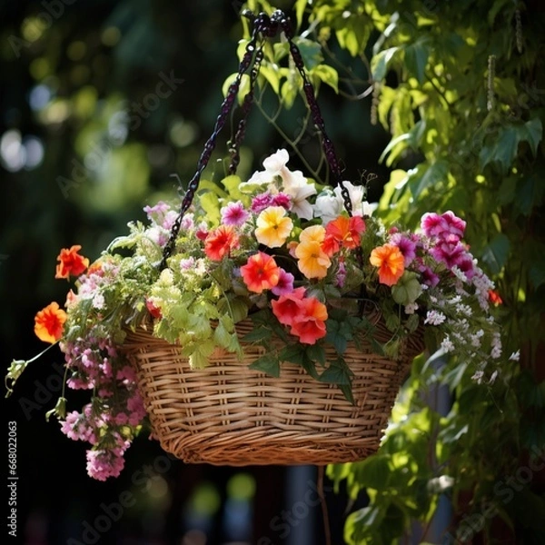 Fototapeta basket of flowers  generated by AI