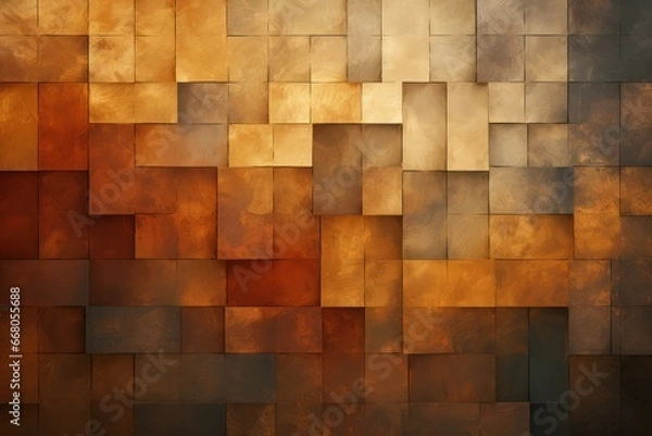 Fototapeta earthy abstract geometric art in highly textured colors, Generative AI