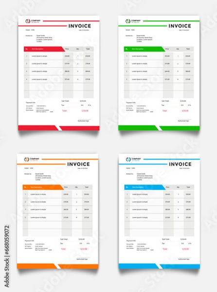 Fototapeta Creative invoice design mocup Template