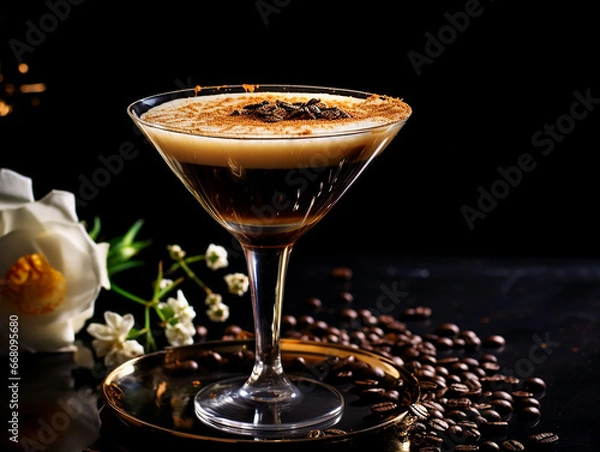 Fototapeta Espresso coffee cocktail served with elegance