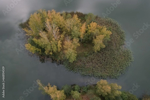 Fototapeta An island on a lake in Poland