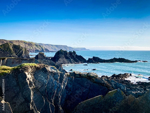 Fototapeta Cliffs, coastal footpath, Devon