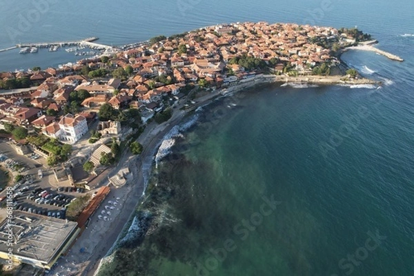 Fototapeta Drone view of Nesebar in Bulgaria