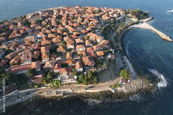 Fototapeta Drone view of Nesebar in Bulgaria