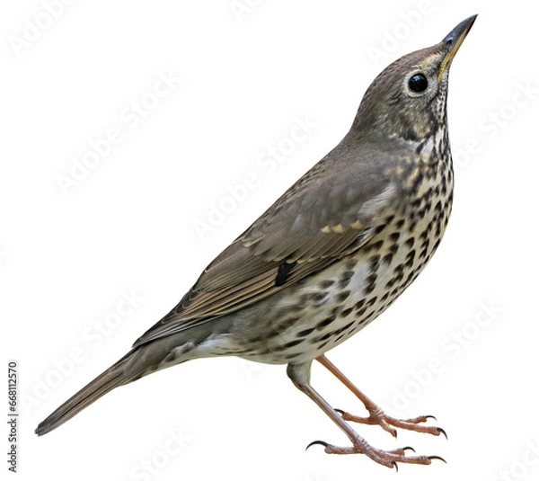 Fototapeta Song thrush (Turdus philomelos), songbird isolated on transparent background