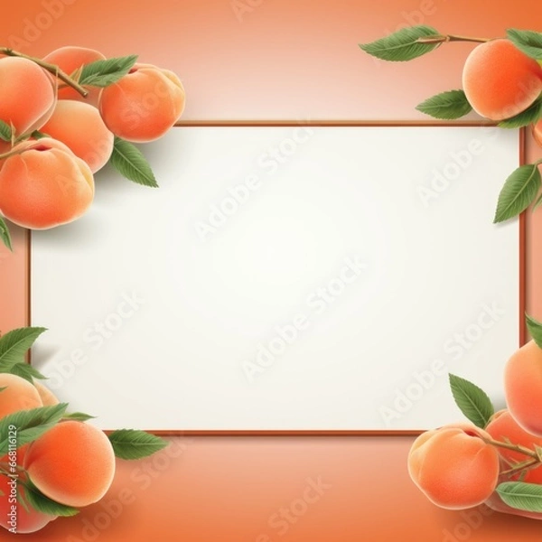 Fototapeta Banner with a Coral background and a Apricot with space for text. Creative food concept for ads, banners and greeting card
