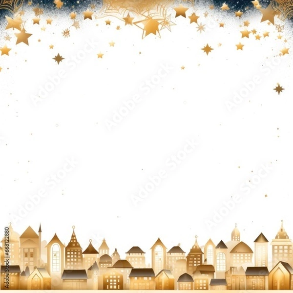 Fototapeta Christmas and New Year holiday banner with a Gold background and a Christmas Market. Concept with space for text for ads, banners and greeting card