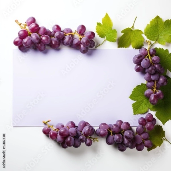 Fototapeta Banner with a Grape Purple background and a Grape with space for text. Creative food concept for ads, banners and greeting card