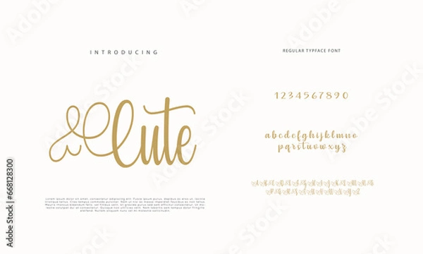 Fototapeta Abstract Calligraphy font alphabet. Minimal modern urban fonts for logo, brand etc. Typography typeface uppercase lowercase and number. vector illustration
