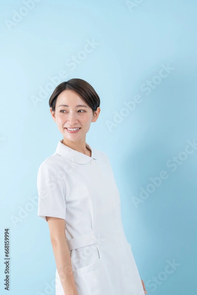 Fototapeta 看護師・ブルーバック